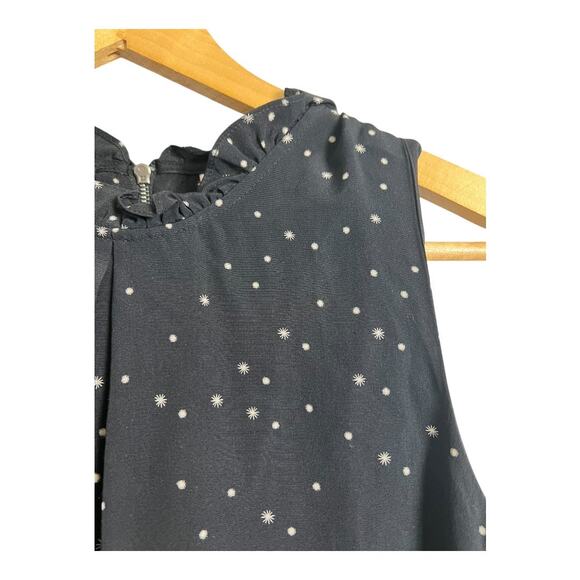 AQUA Winter Frost Ruffle Trim Sleeveless Blouse Black Women's Size S Brunch Boho - Picture 2 of 5